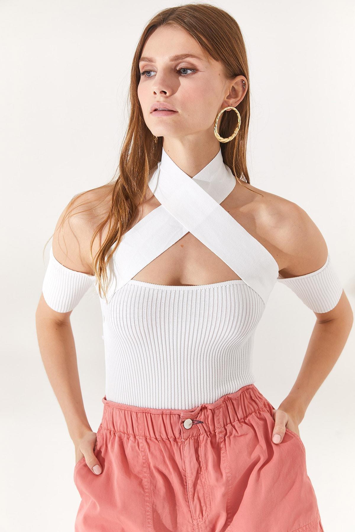 White Slim Fit Blouse, White, large image number 1