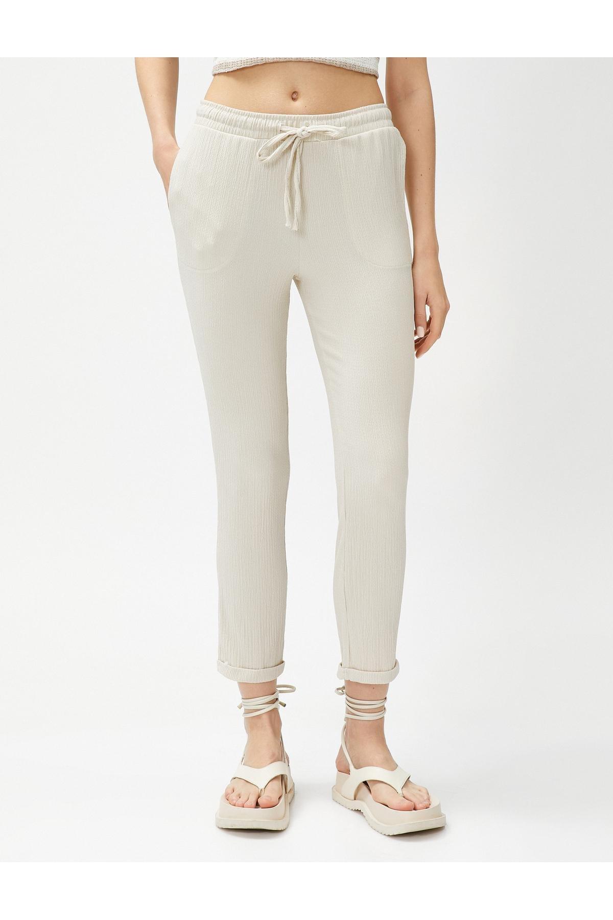 Koton - Ecru Tied Waist Trousers