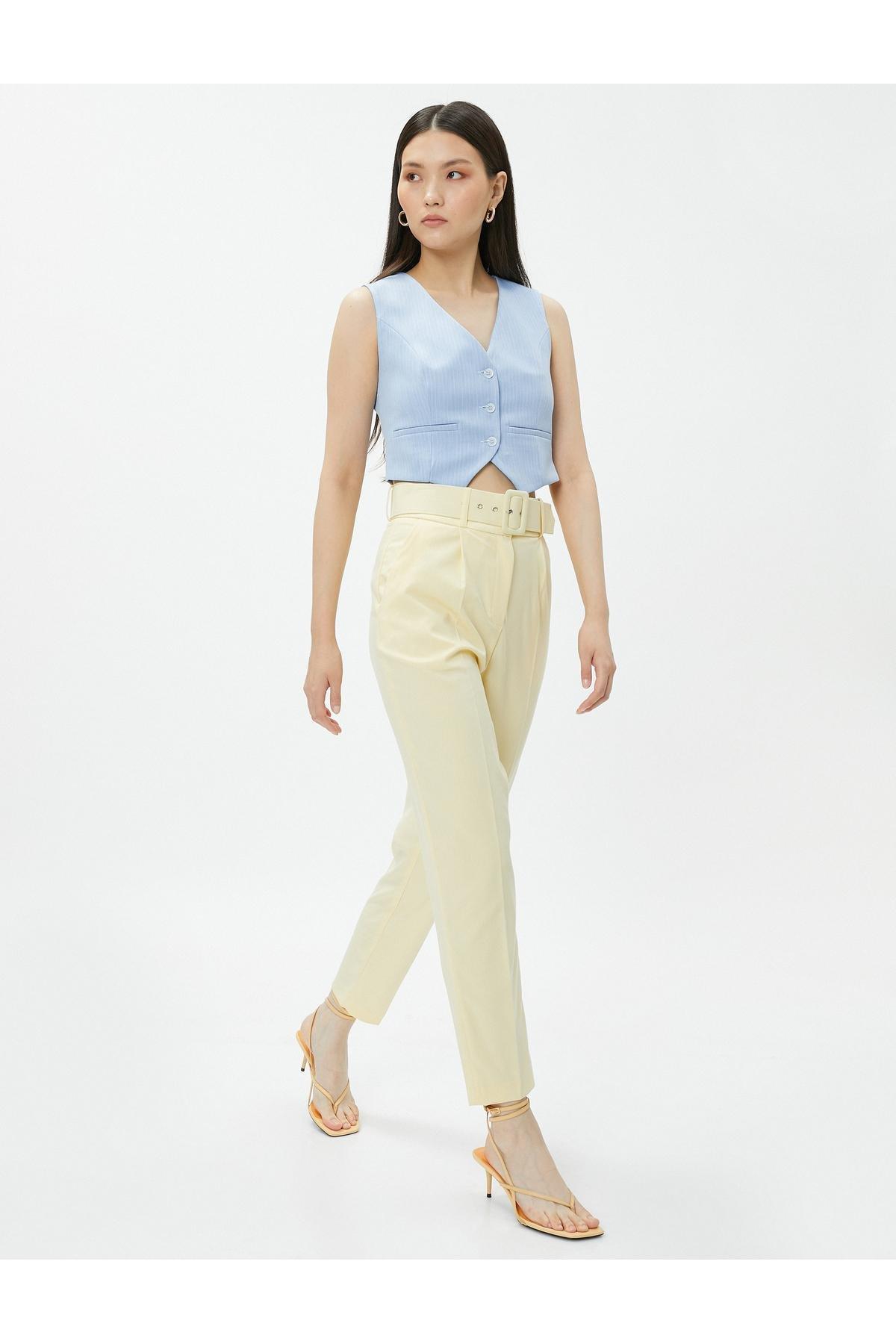 Koton - Yellow Belted Carrot Trousers