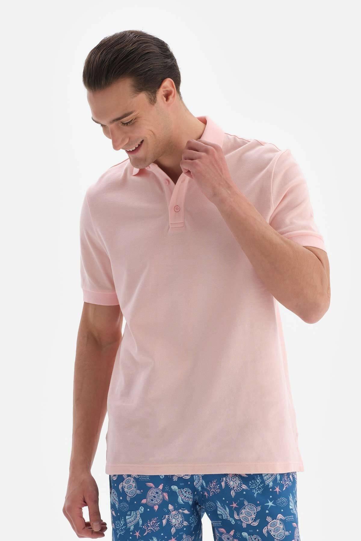 Dagi - Pink Pique Polo Neck T-Shirt
