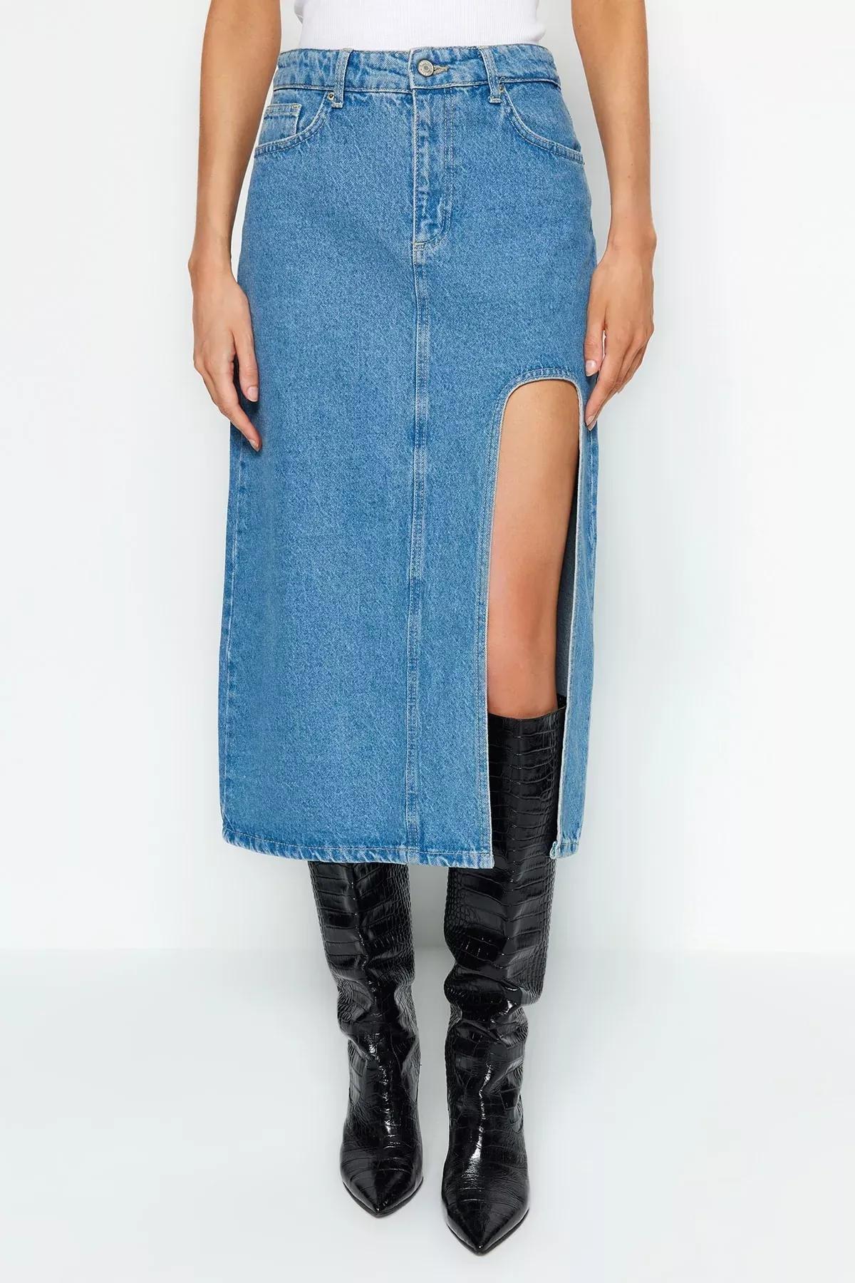 Blue Maxi Skirt, Blue, large image number 2