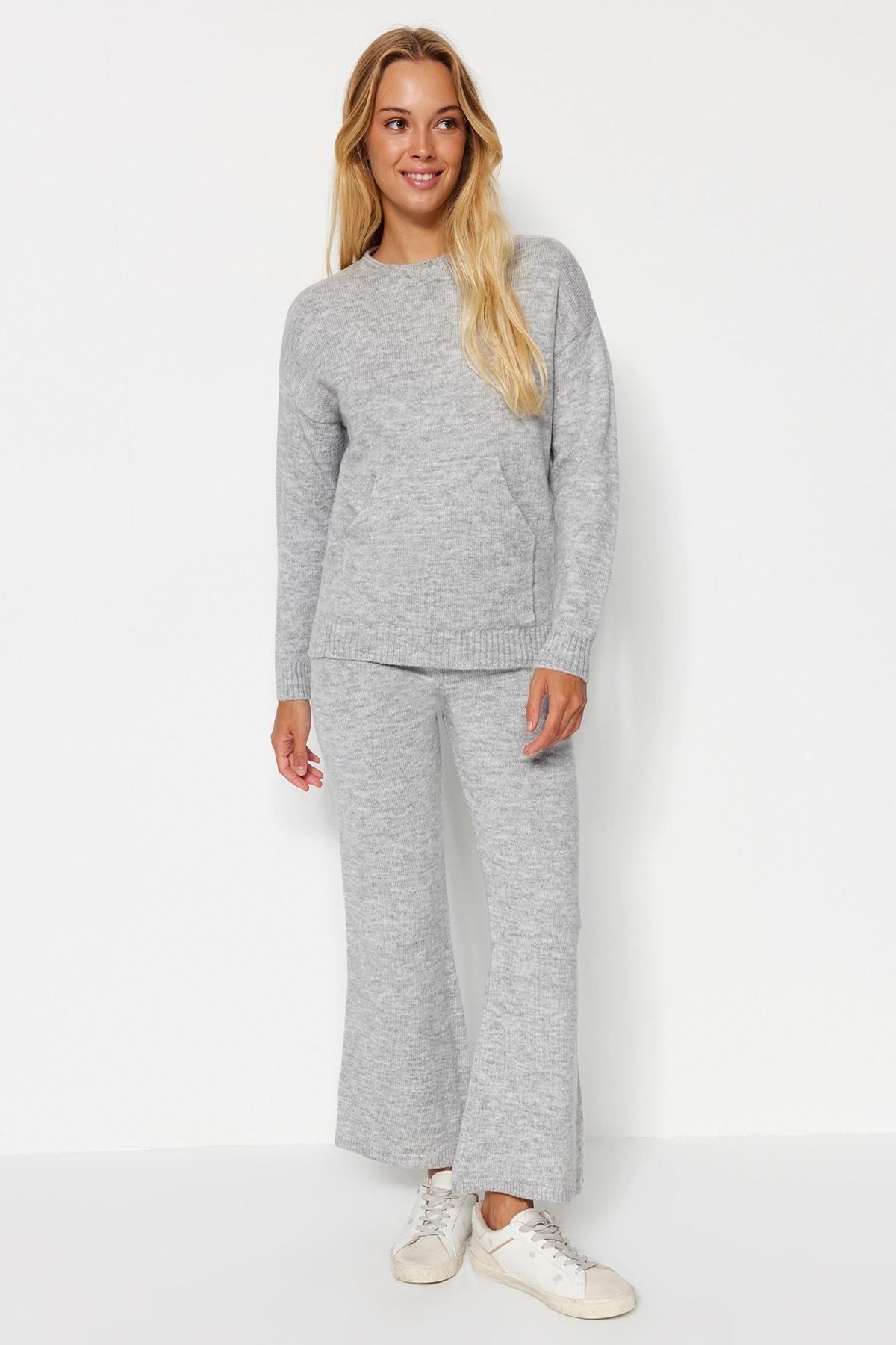 Grey Textured Basic Pyjamas Set, , large image number 0