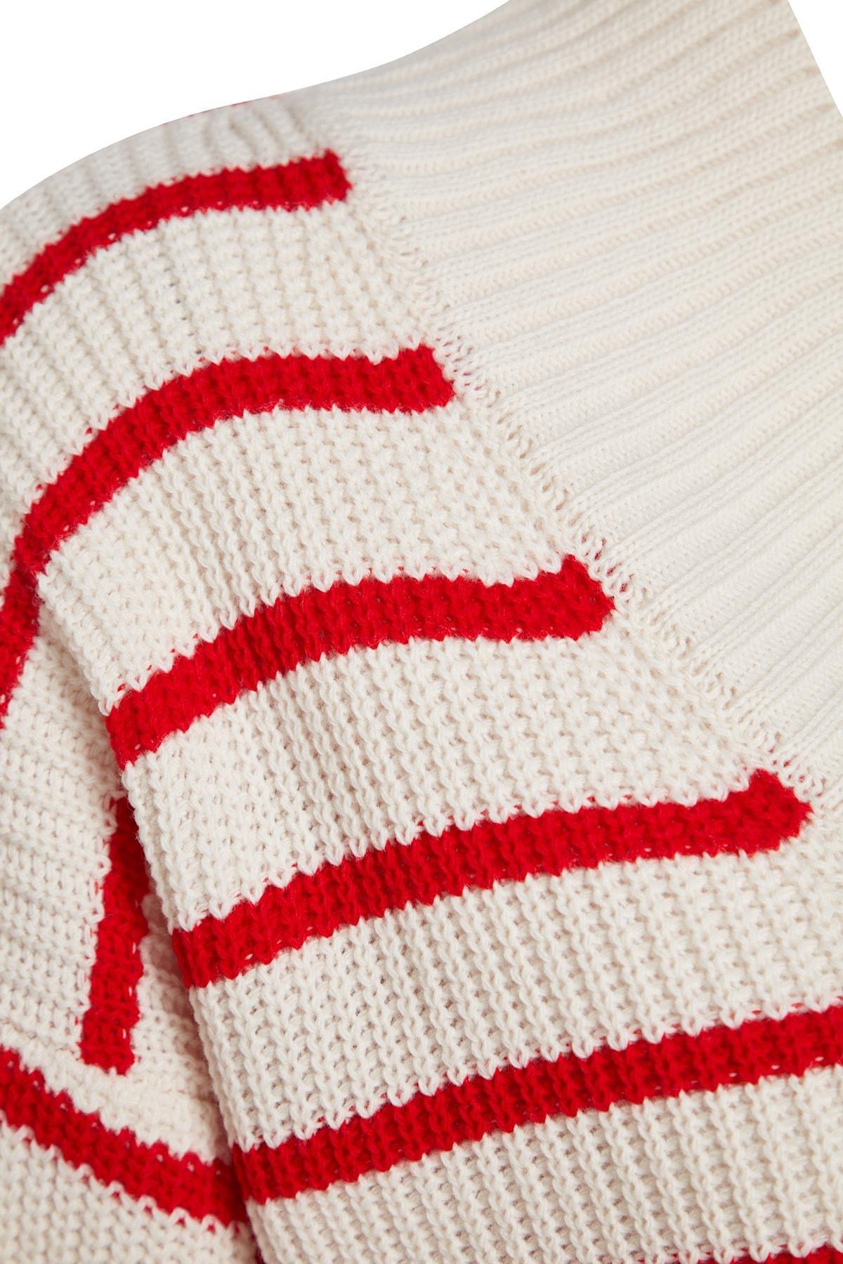 Trendyol - White Striped Oversize Sweater