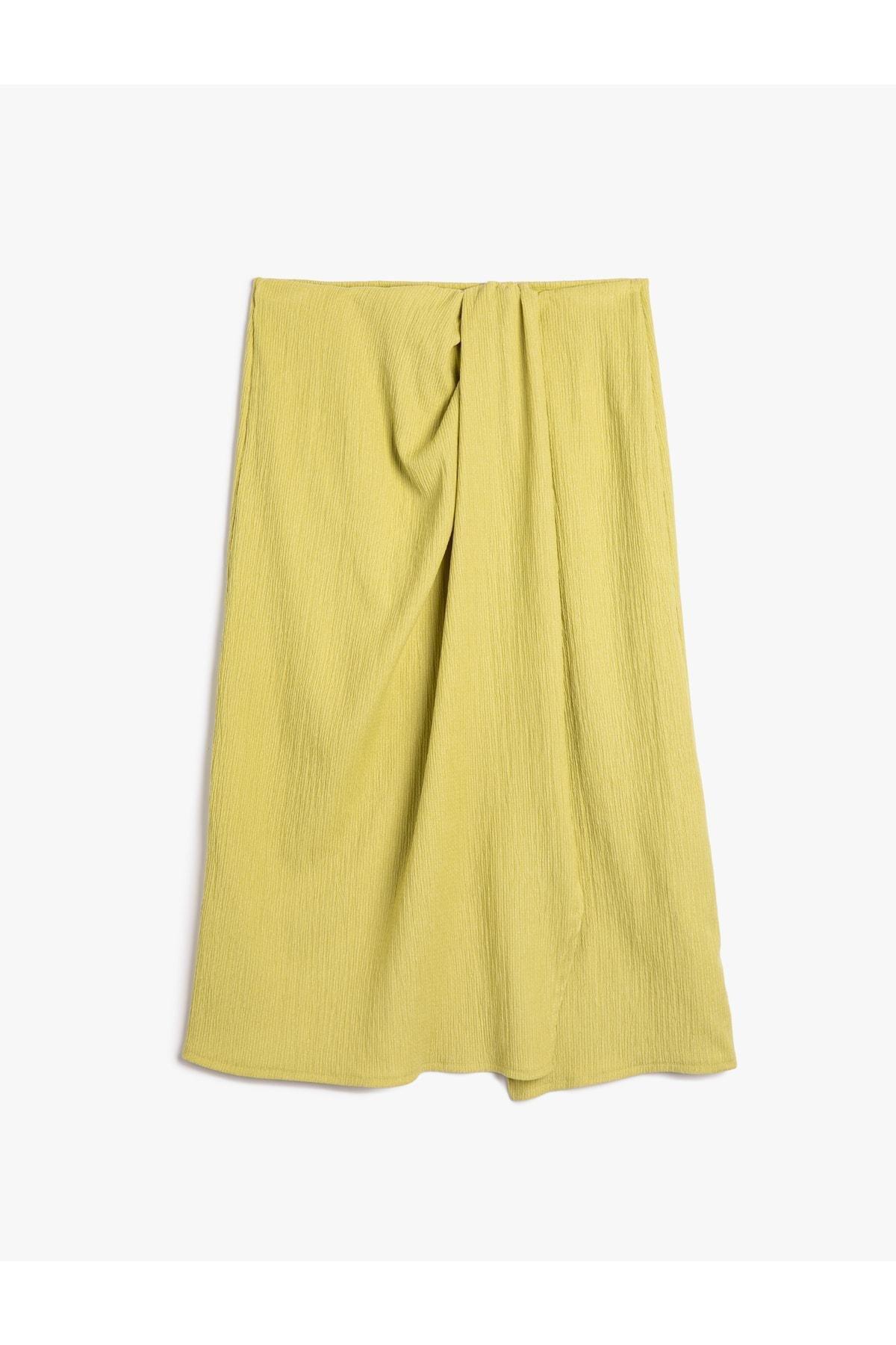 Koton - Green Draped Textured Midi Skirt