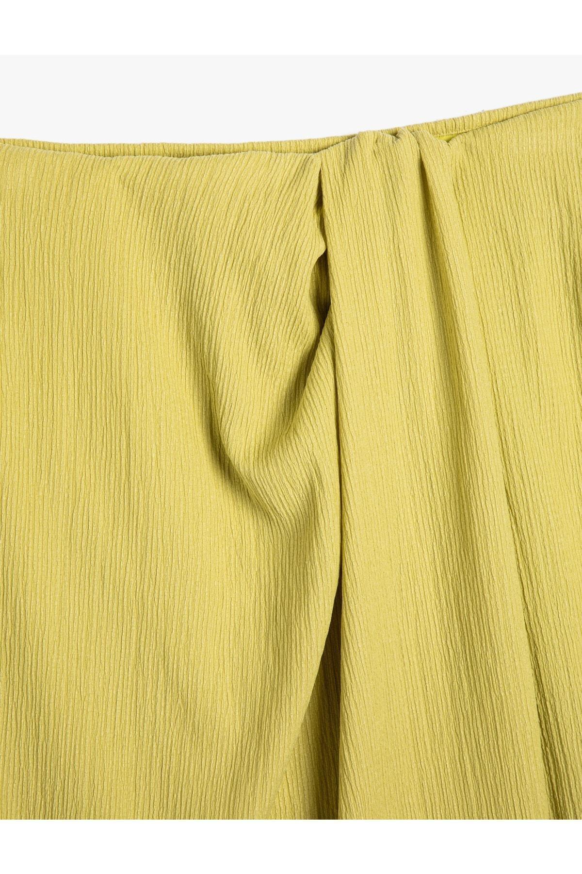 Koton - Green Draped Textured Midi Skirt