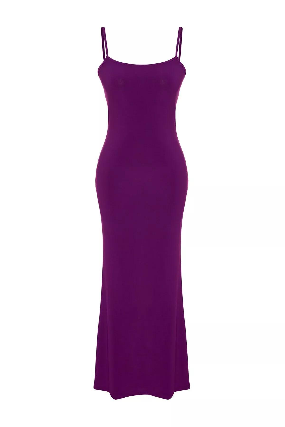 Purple Slip-On Knitted Maxi Dress, Purple, large image number 6