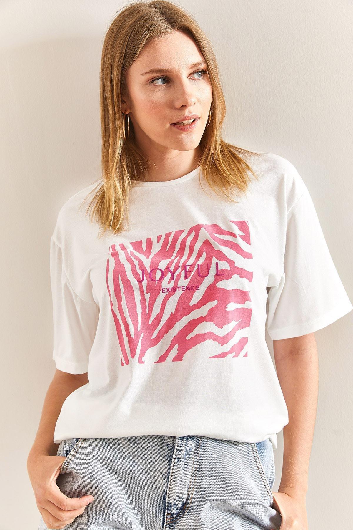 White Patterned Combed Cotton T-Shirt, , large image number 2