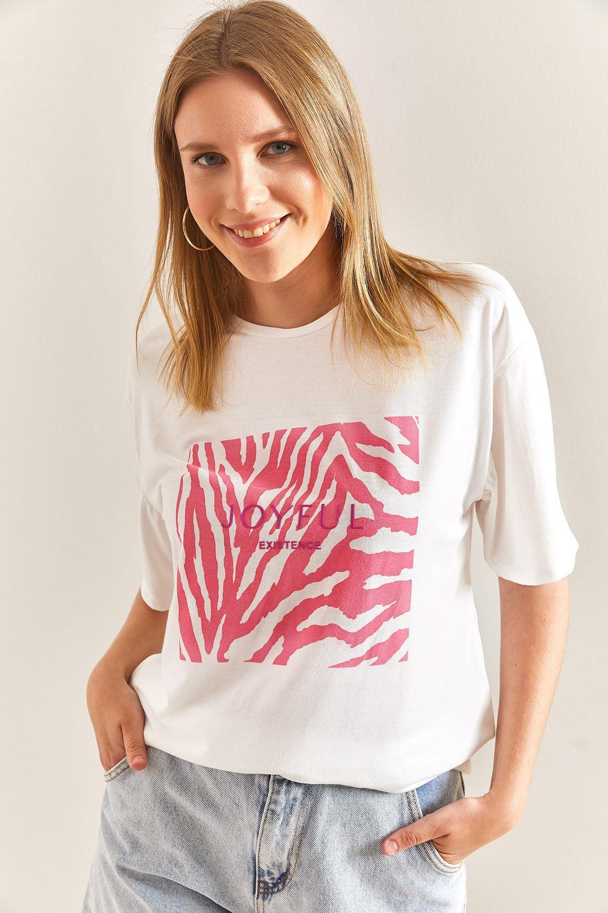 White Patterned Combed Cotton T-Shirt, , large image number 4