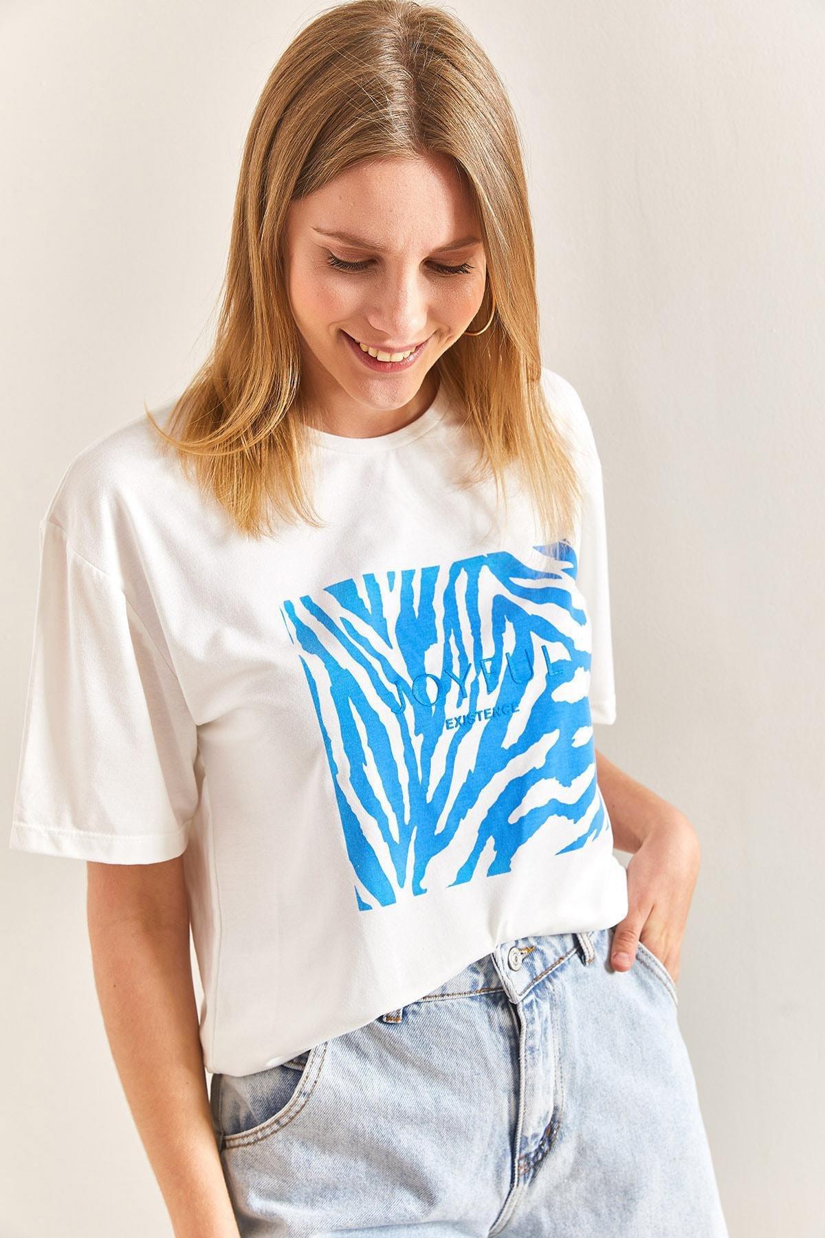 تيشيرت من القطن الناعم بنمط منقوش، أزرق, Blue, large image number 3