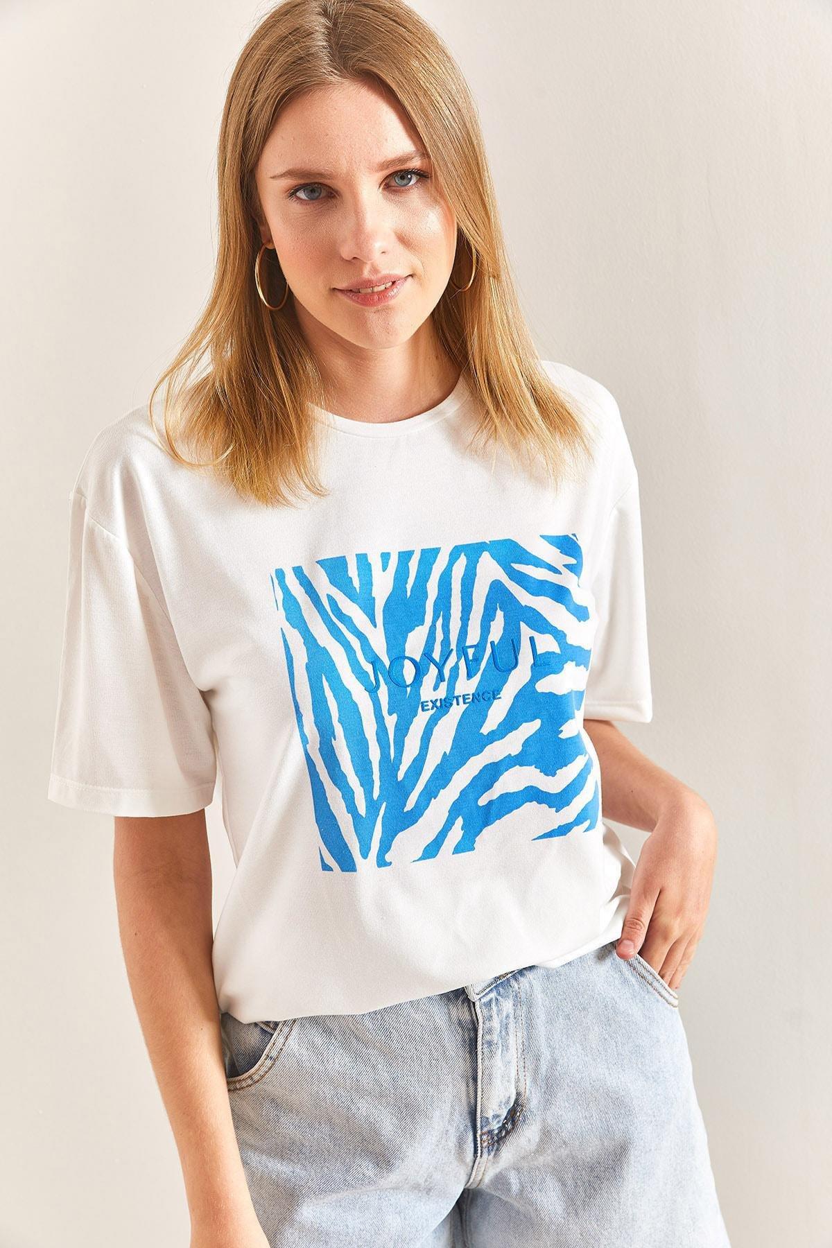 تيشيرت من القطن الناعم بنمط منقوش، أزرق, Blue, large image number 4