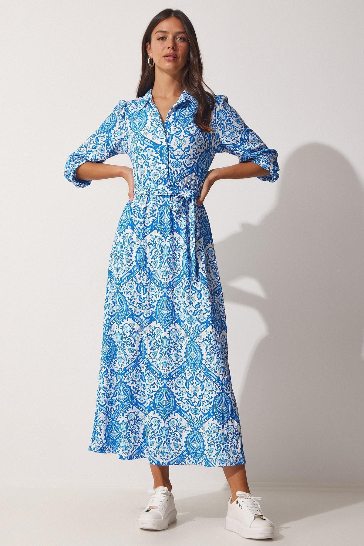 Blue A-Line Dress, , large image number 3