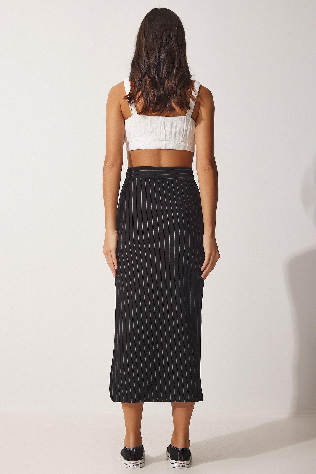 Black Knitted Pencil Skirt With Slits, , large image number 4