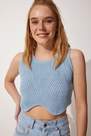 Blue Knitted Crop Top