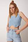 Happiness - Blue Knitted Crop Top