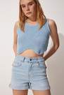 Happiness - Blue Knitted Crop Top