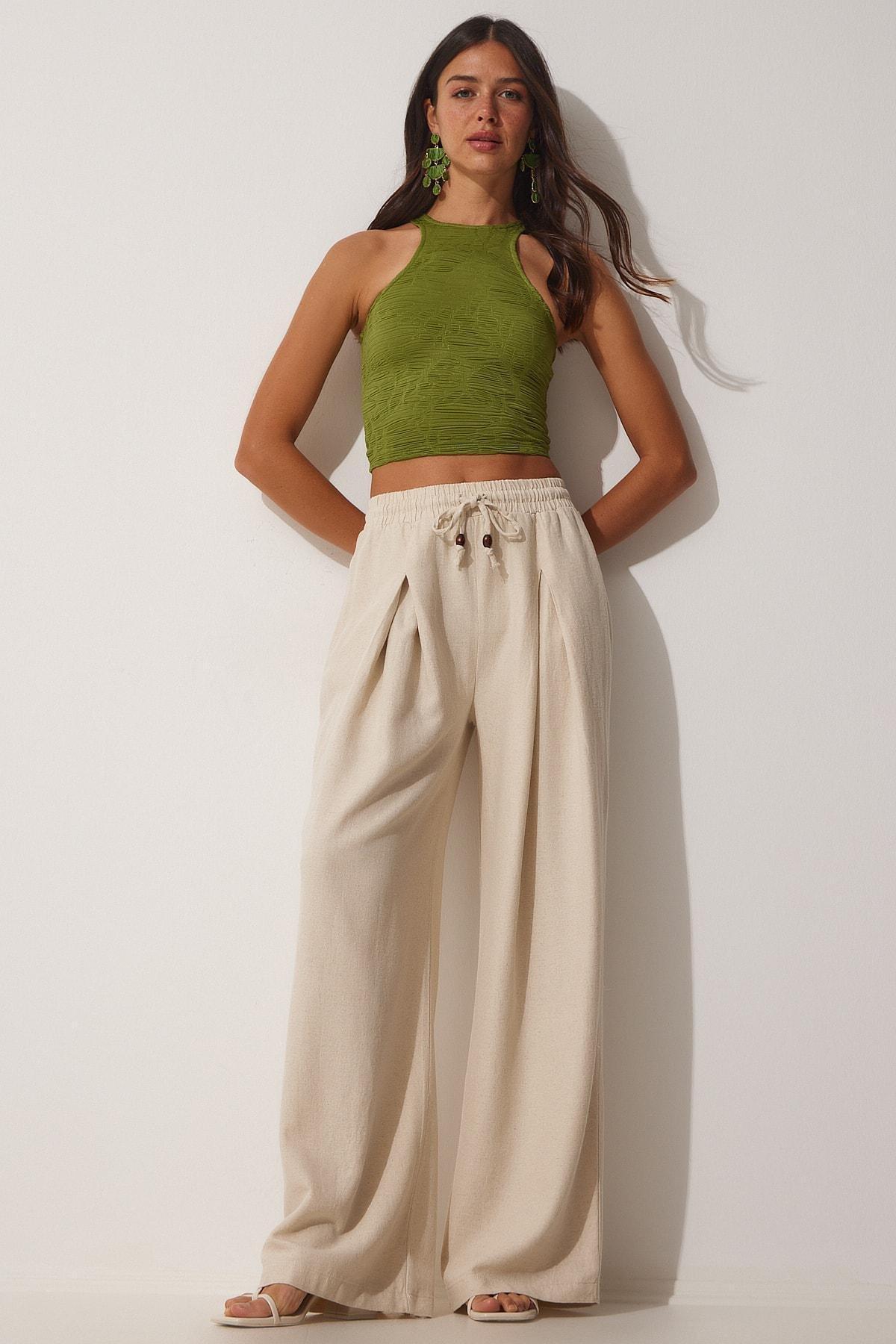Beige Loose Pants, , large image number 0