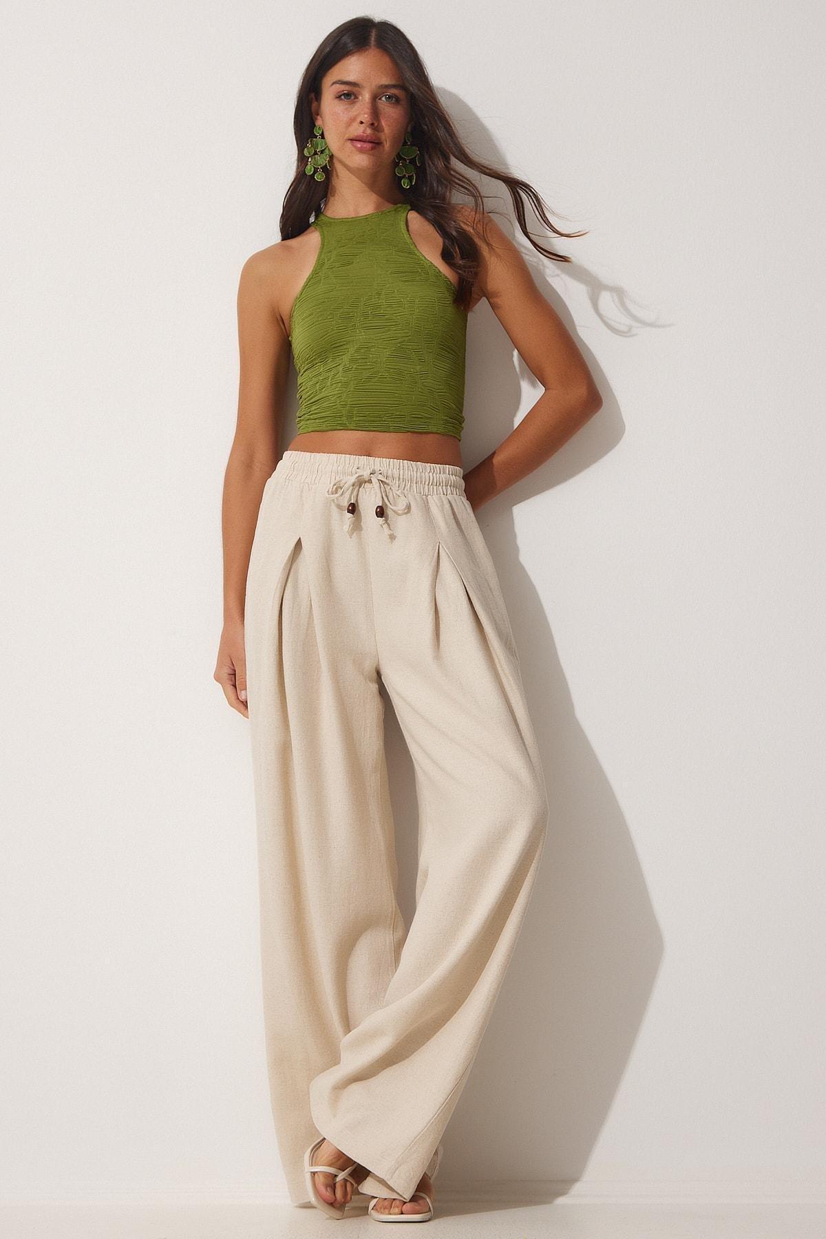 Beige Loose Pants, , large image number 1