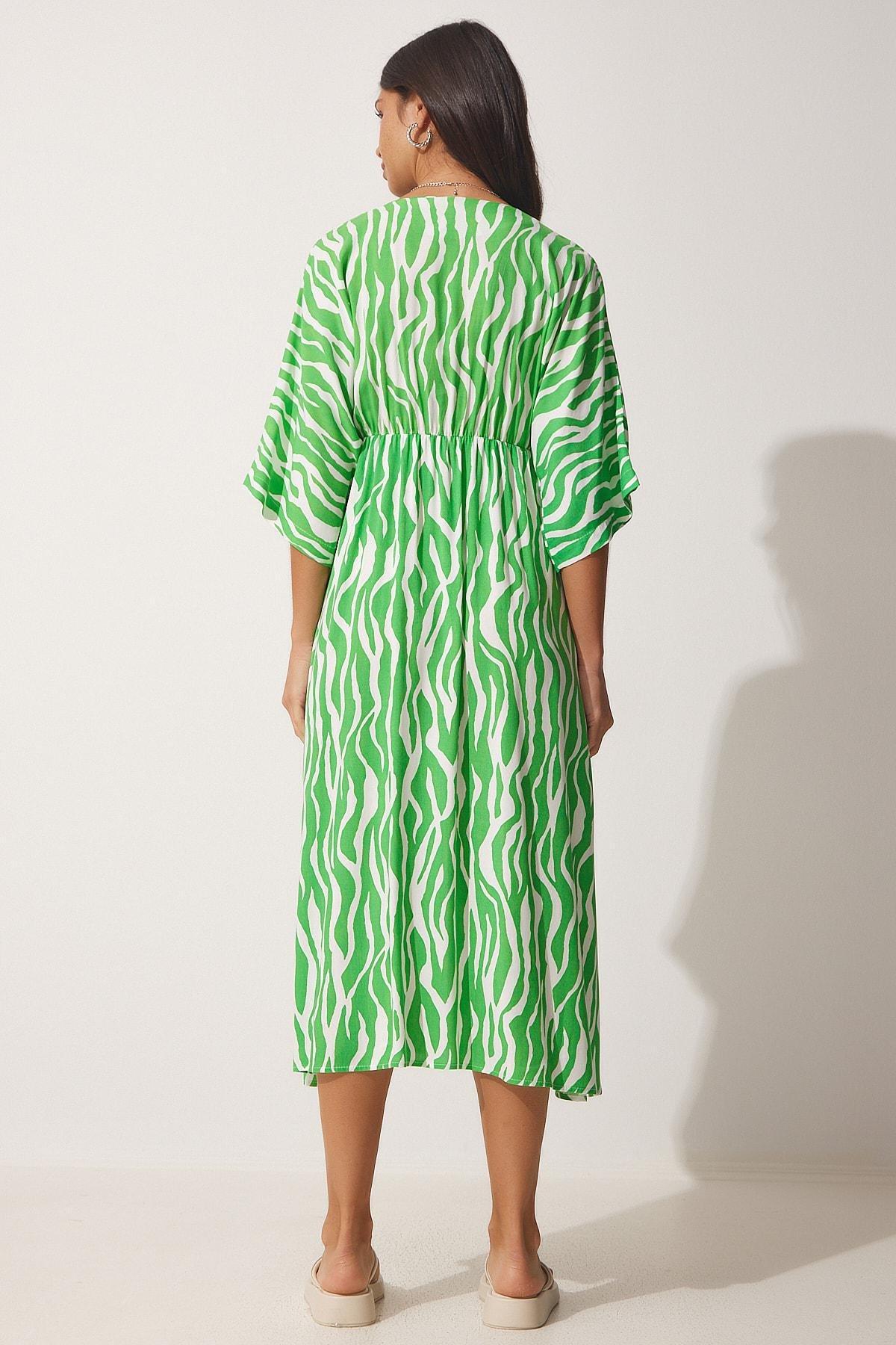 فستان طويل بفتحة رقبة V عميقة، أخضر, Green, large image number 4