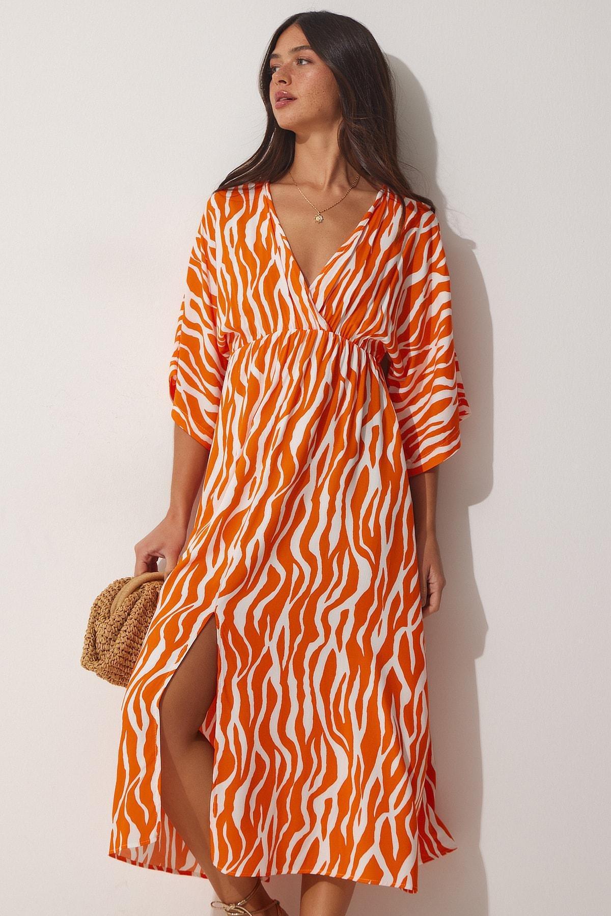Orange Graphic A-Line Dress, , large image number 1