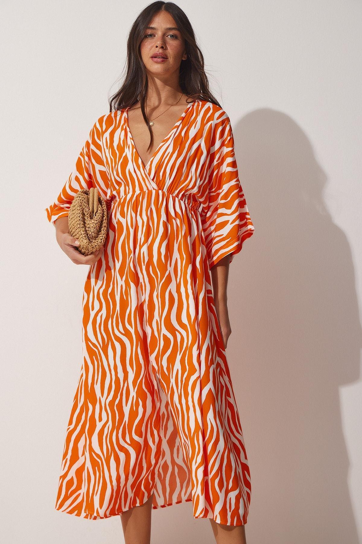 Orange Graphic A-Line Dress, , large image number 2