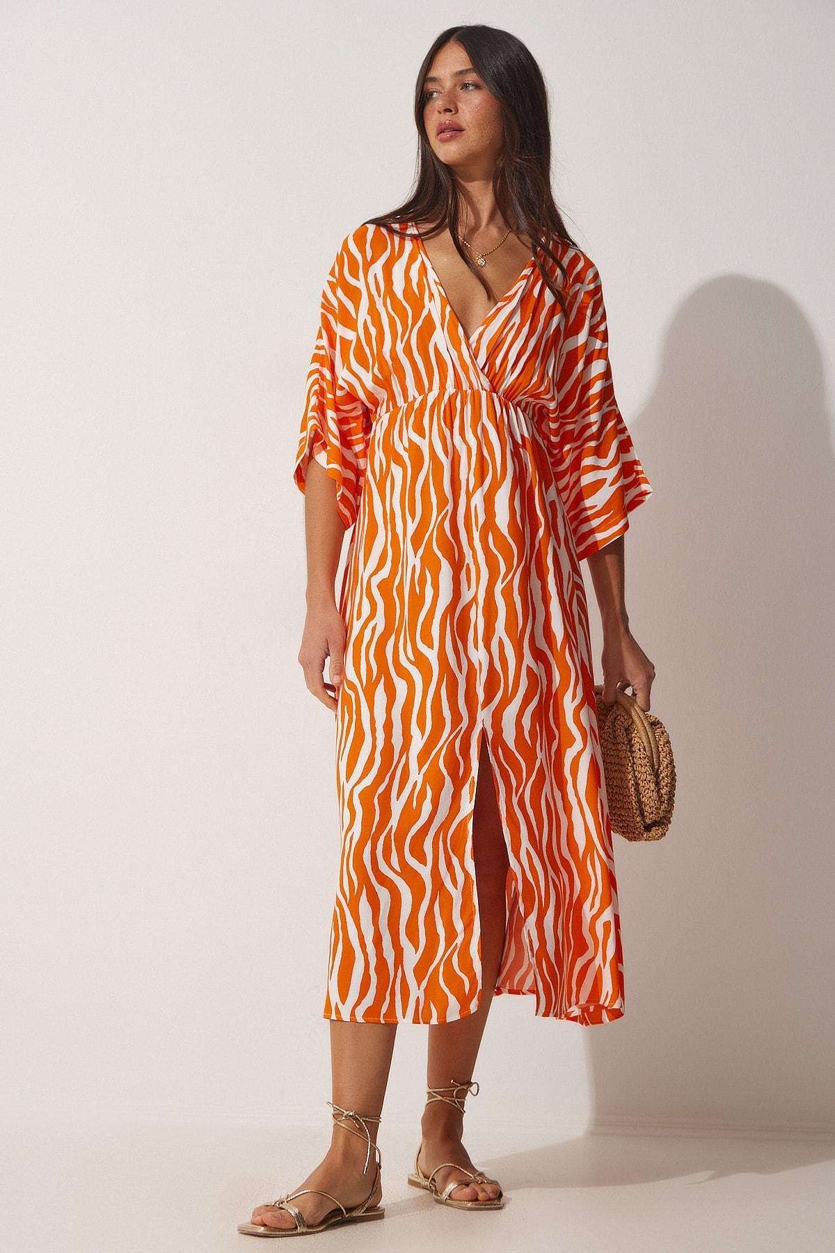 Orange Graphic A-Line Dress, , large image number 3