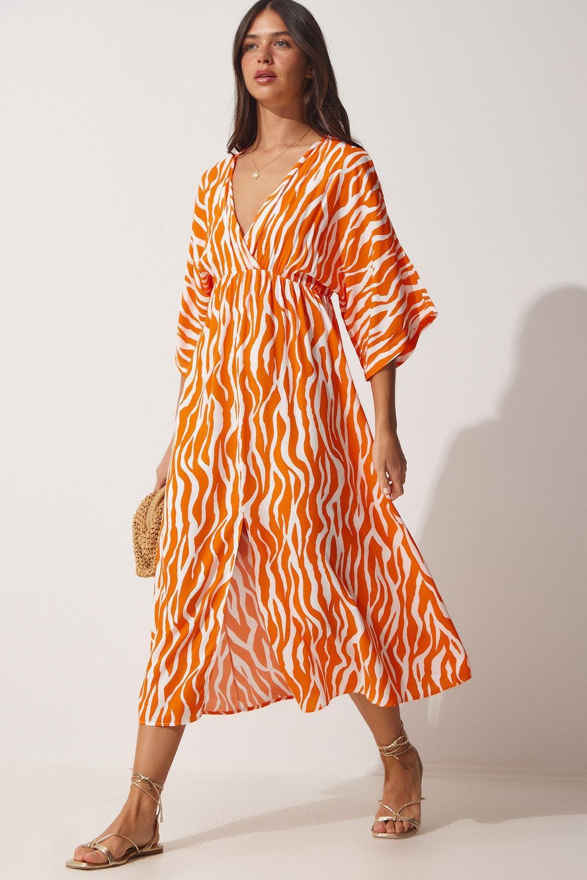 Orange Graphic A-Line Dress, , large image number 4