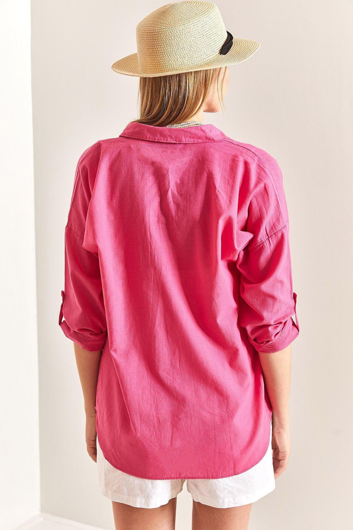 Pink Oversized Linen Shirt, , large image number 2