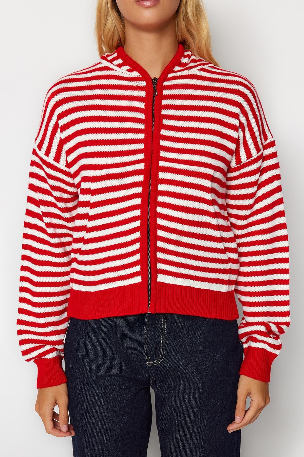 Trendyol - Red Hood Knitwear Cardigan