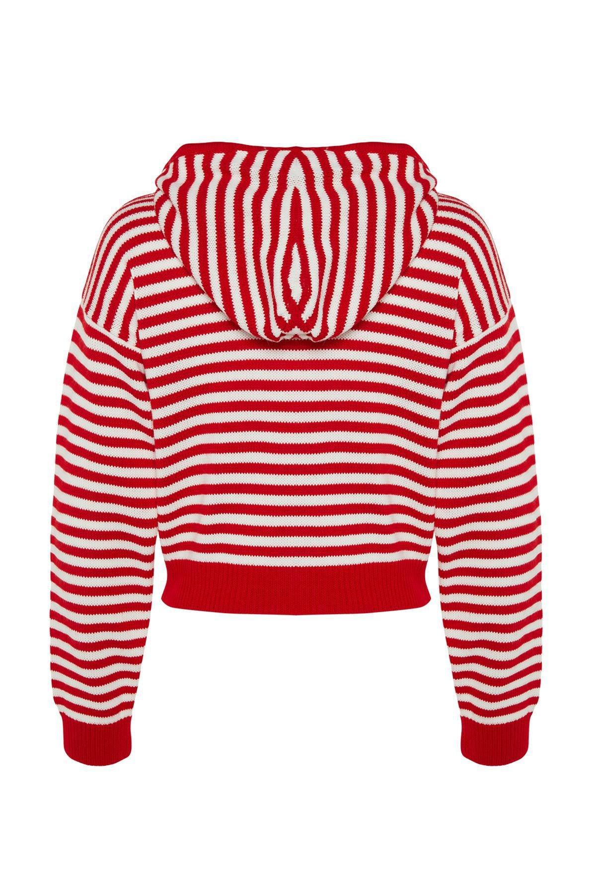 Trendyol - Red Hood Knitwear Cardigan