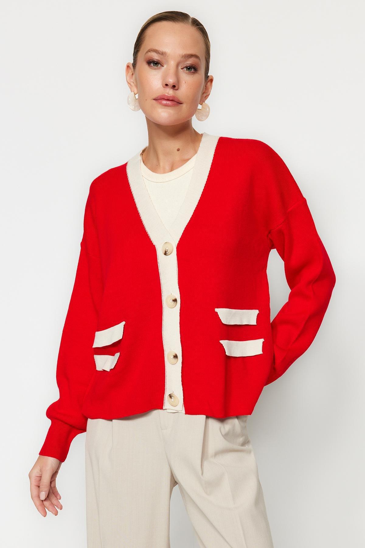 Trendyol - Red Knitwear Cardigan