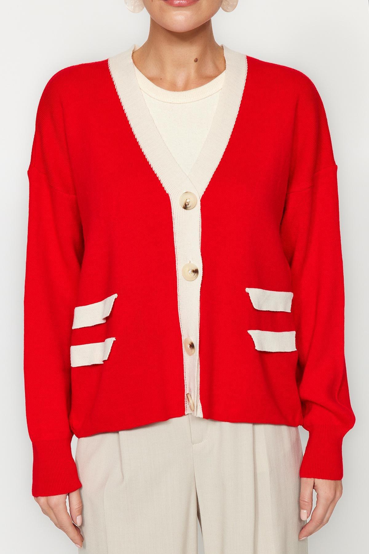 Trendyol - Red Knitwear Cardigan
