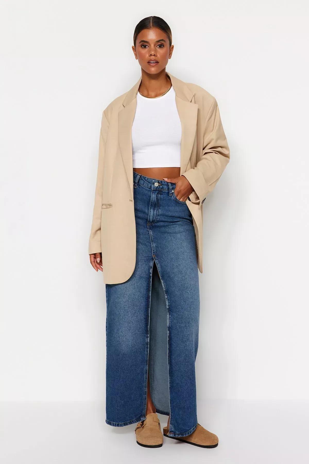 Blue Maxi Skirt, Blue, large image number 1