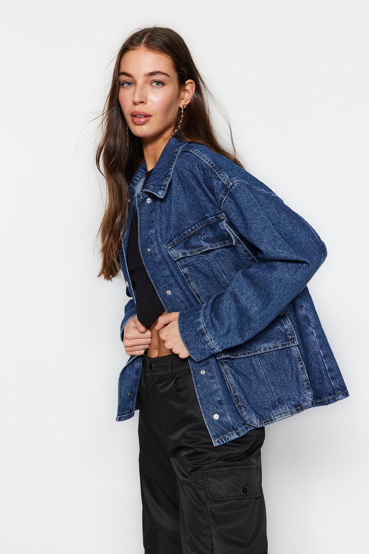 Trendyol - Blue Oversize Jacket
