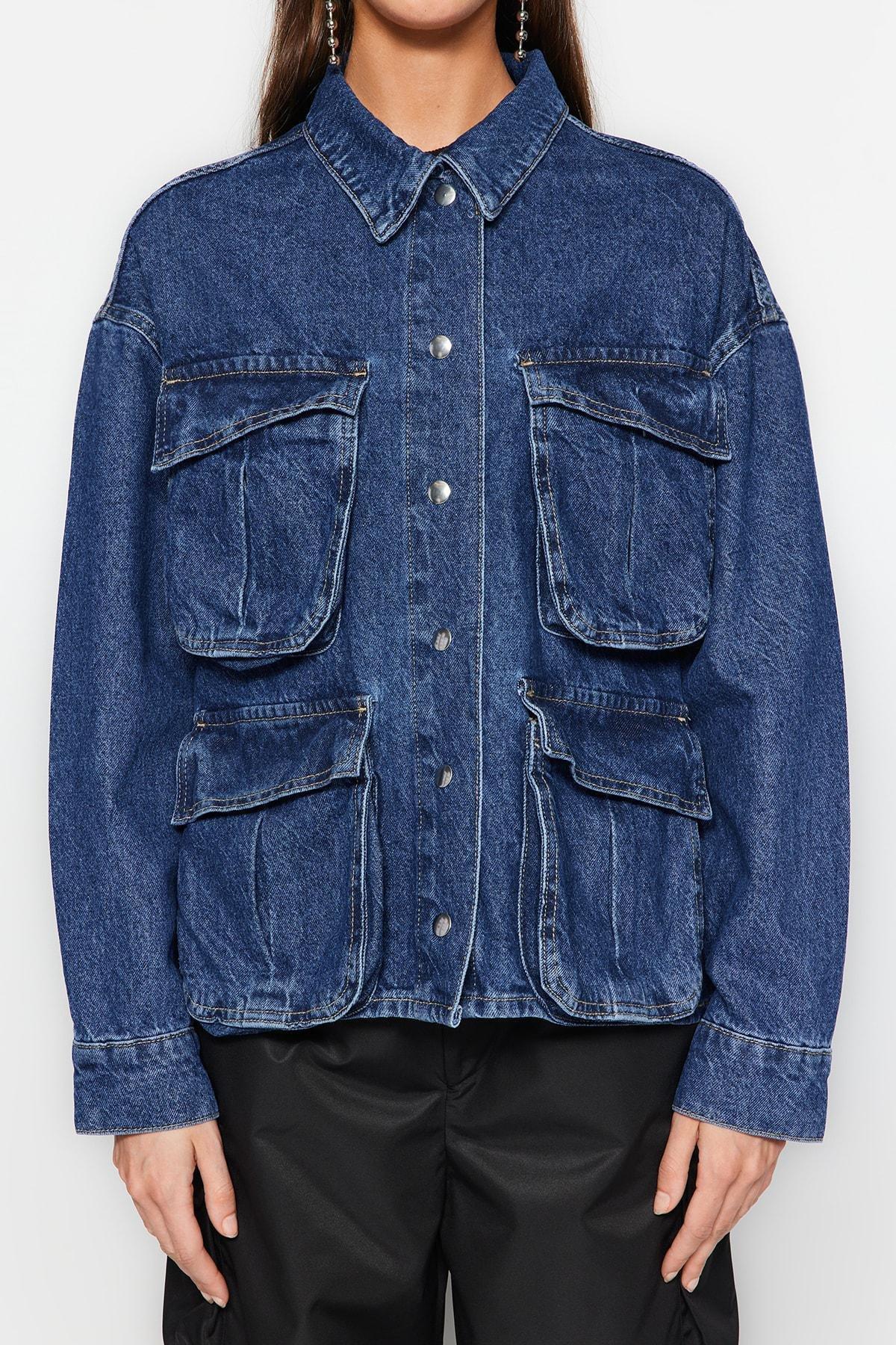 Trendyol - Blue Oversize Jacket