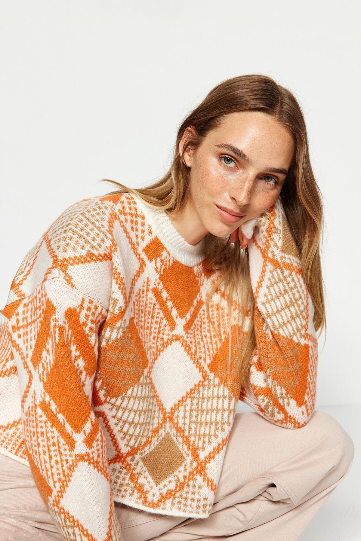 Multicolour Wide Crop Knitwear Sweater, , large image number 0