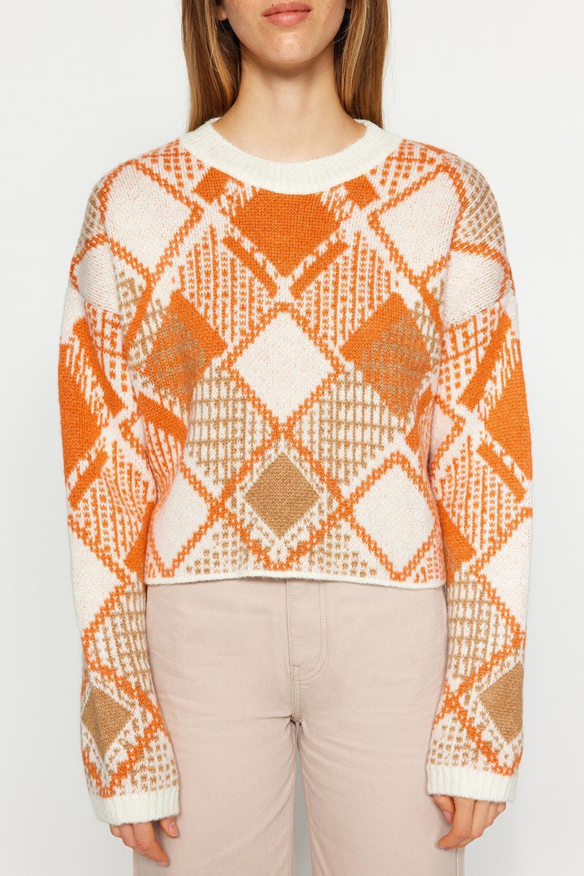 Multicolour Wide Crop Knitwear Sweater, , large image number 3