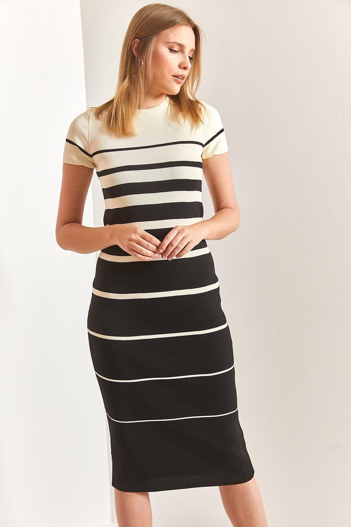 Multicolour Striped Knitwear Dress, C101_1458, large image number 0