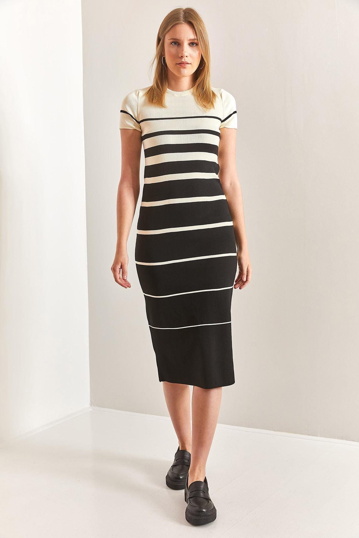 Multicolour Striped Knitwear Dress, C101_1458, large image number 3