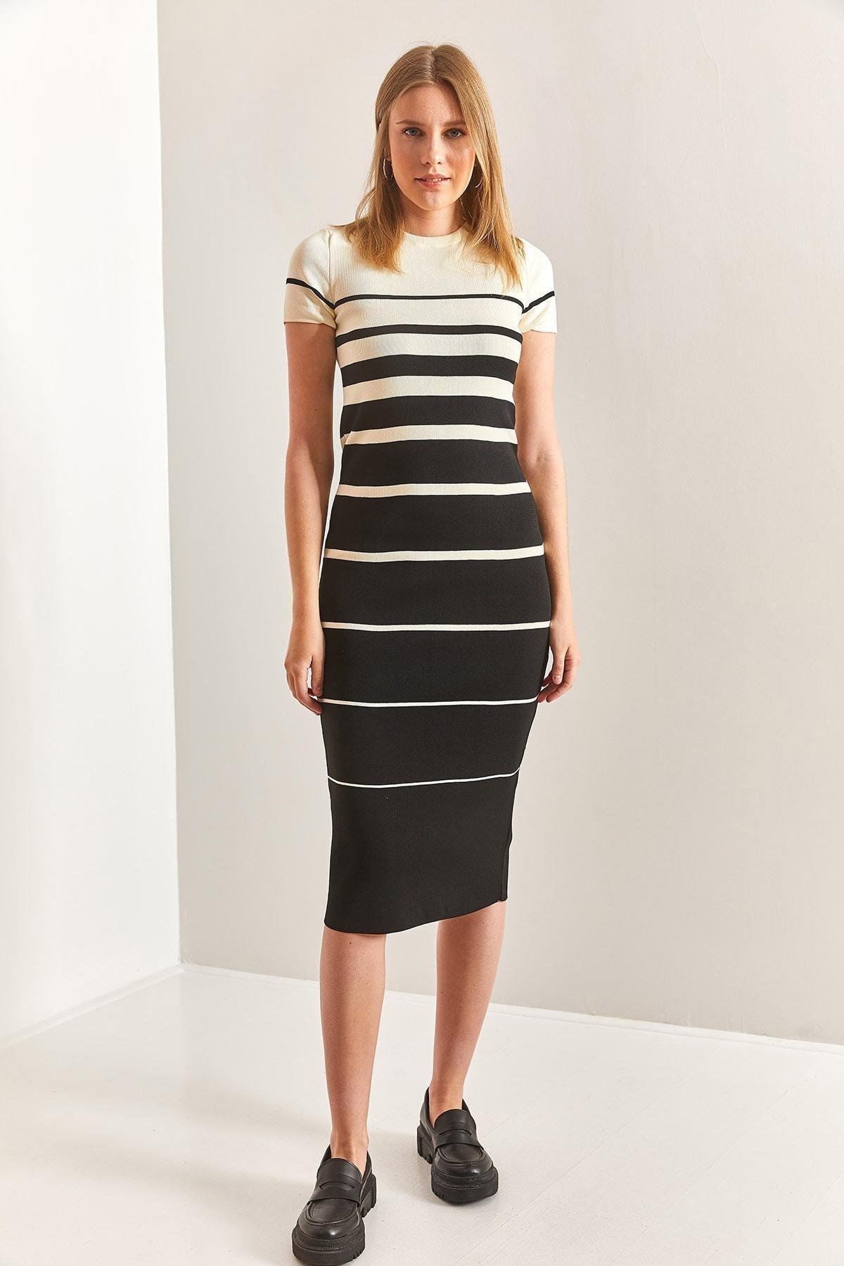 Multicolour Striped Knitwear Dress, C101_1458, large image number 4