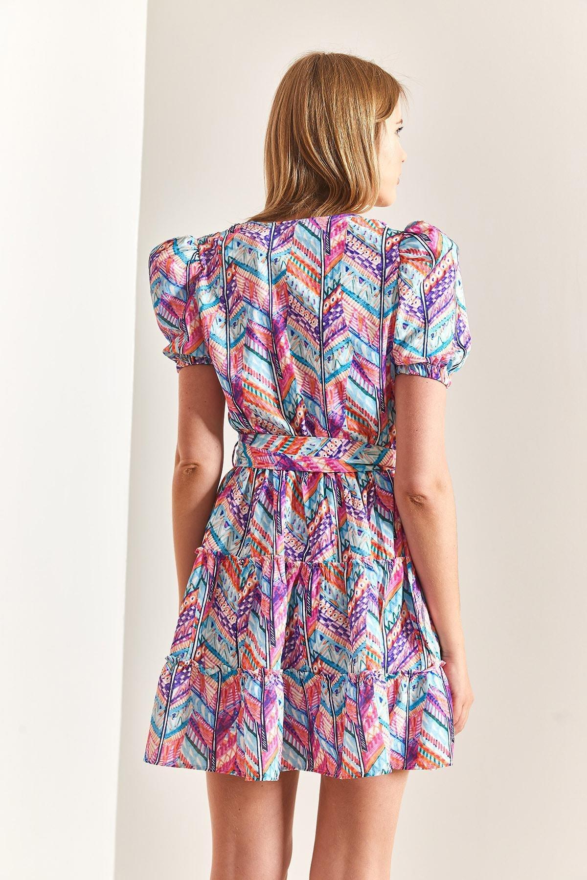 Lilac Balloon Sleeve V-Neck Dress, , large image number 2