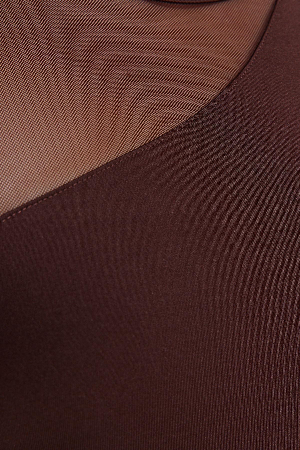 Brown Tulle Detailed Knitted Body, , large image number 3