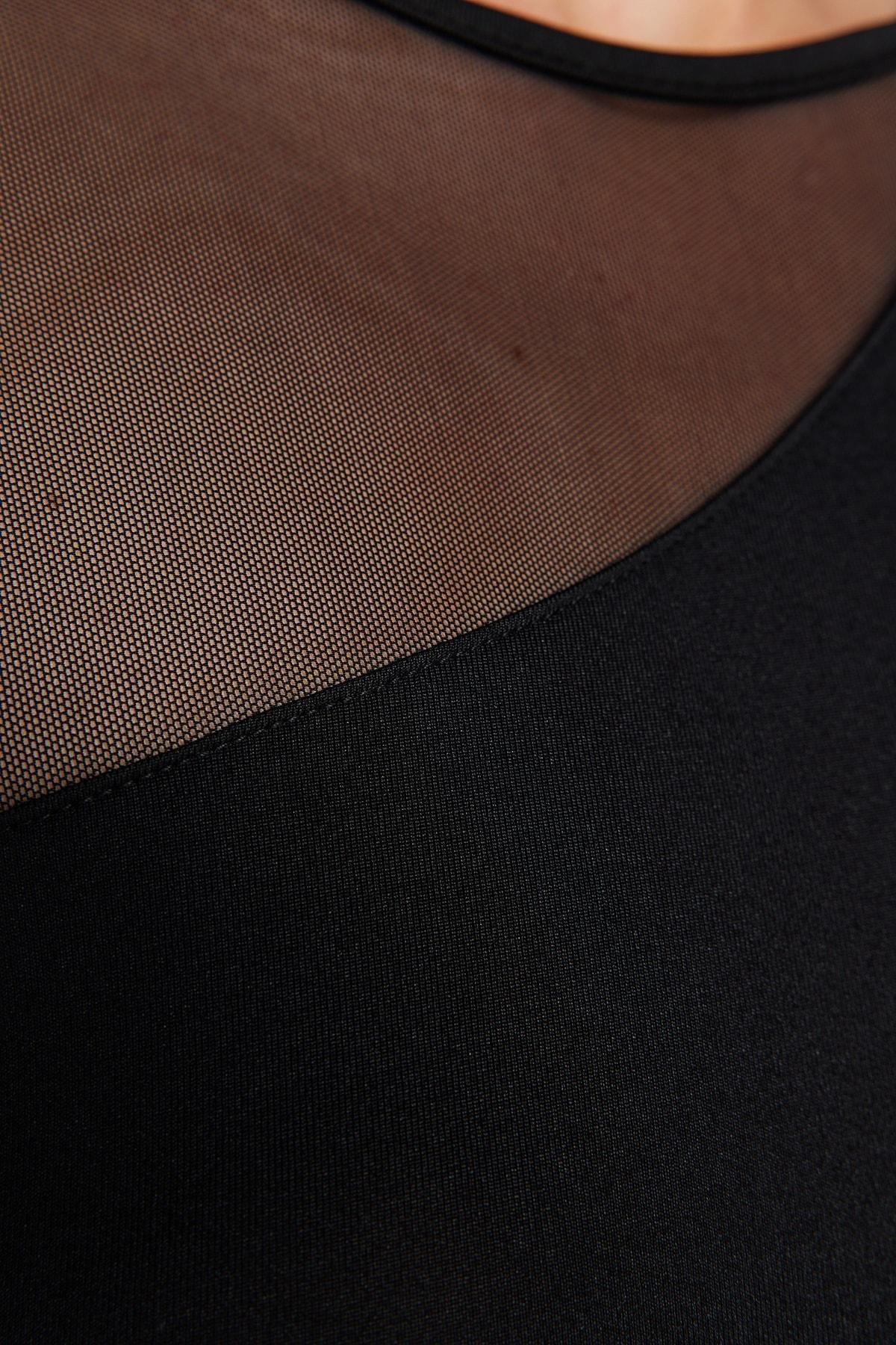 Black Crew Neck Snap Fastener Knitted Body, , large image number 4