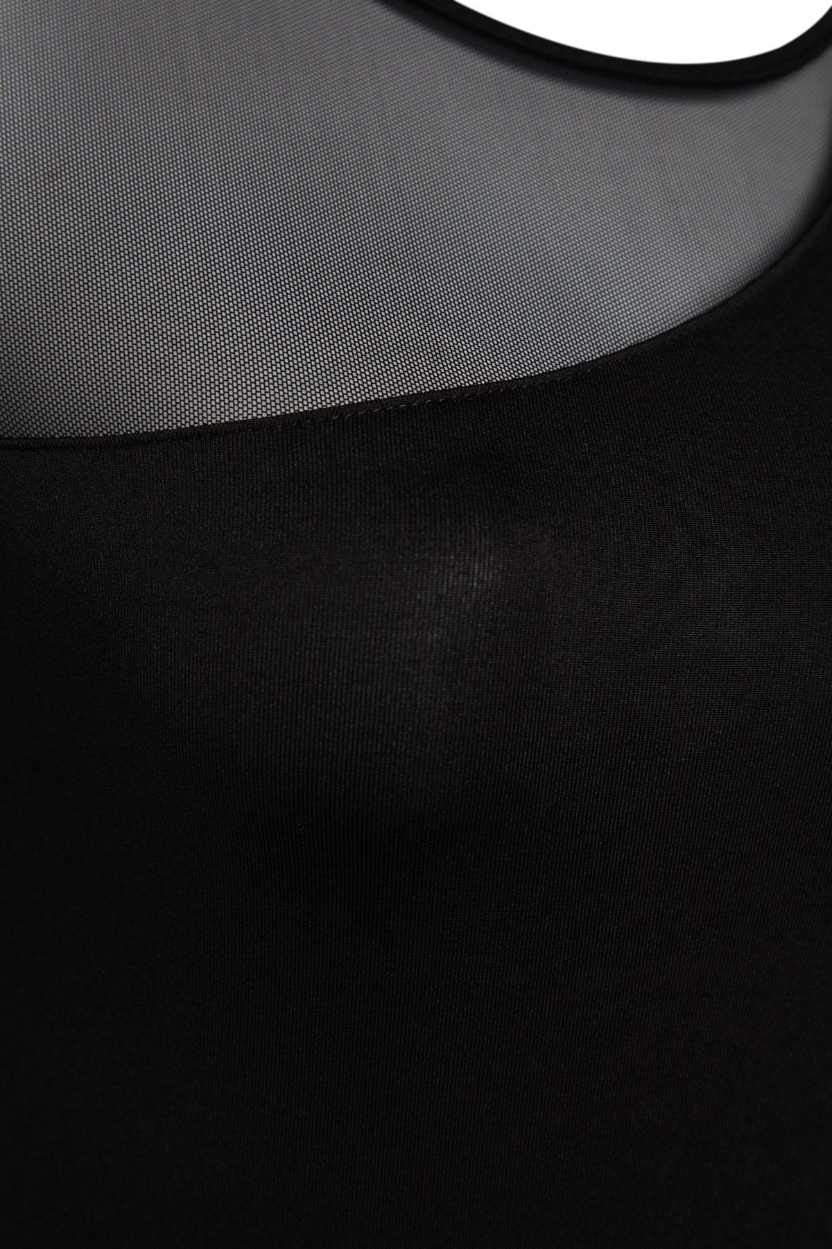 Black Crew Neck Snap Fastener Knitted Body, , large image number 6