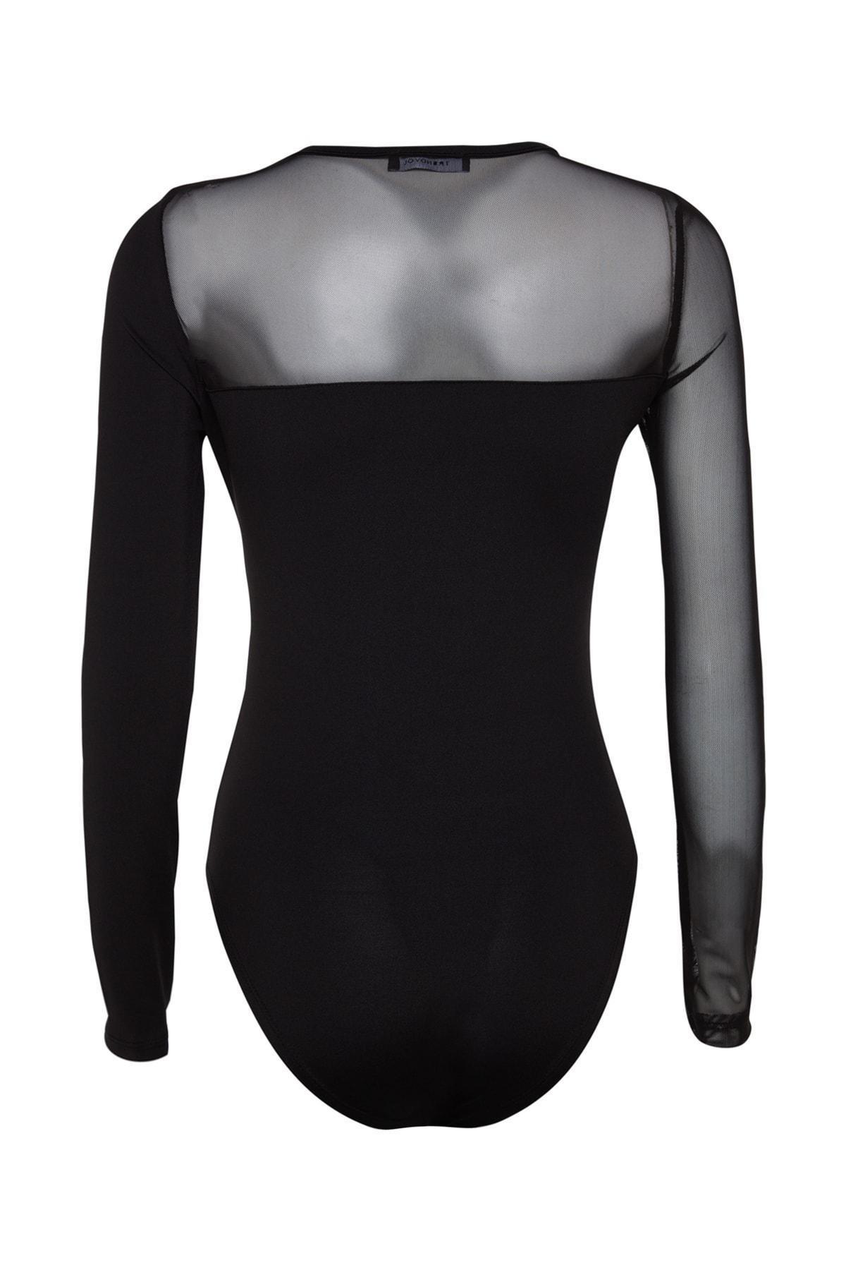 Black Crew Neck Snap Fastener Knitted Body, , large image number 7
