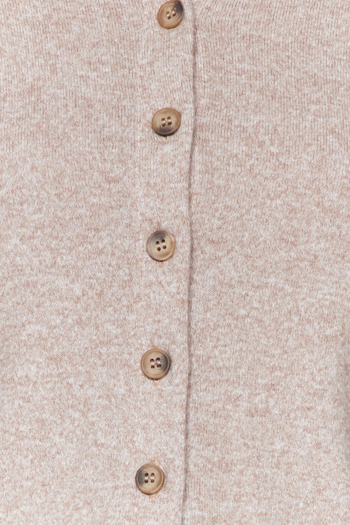 Beige Button Detailed Shirt Collar Cardigan Set, , large image number 5