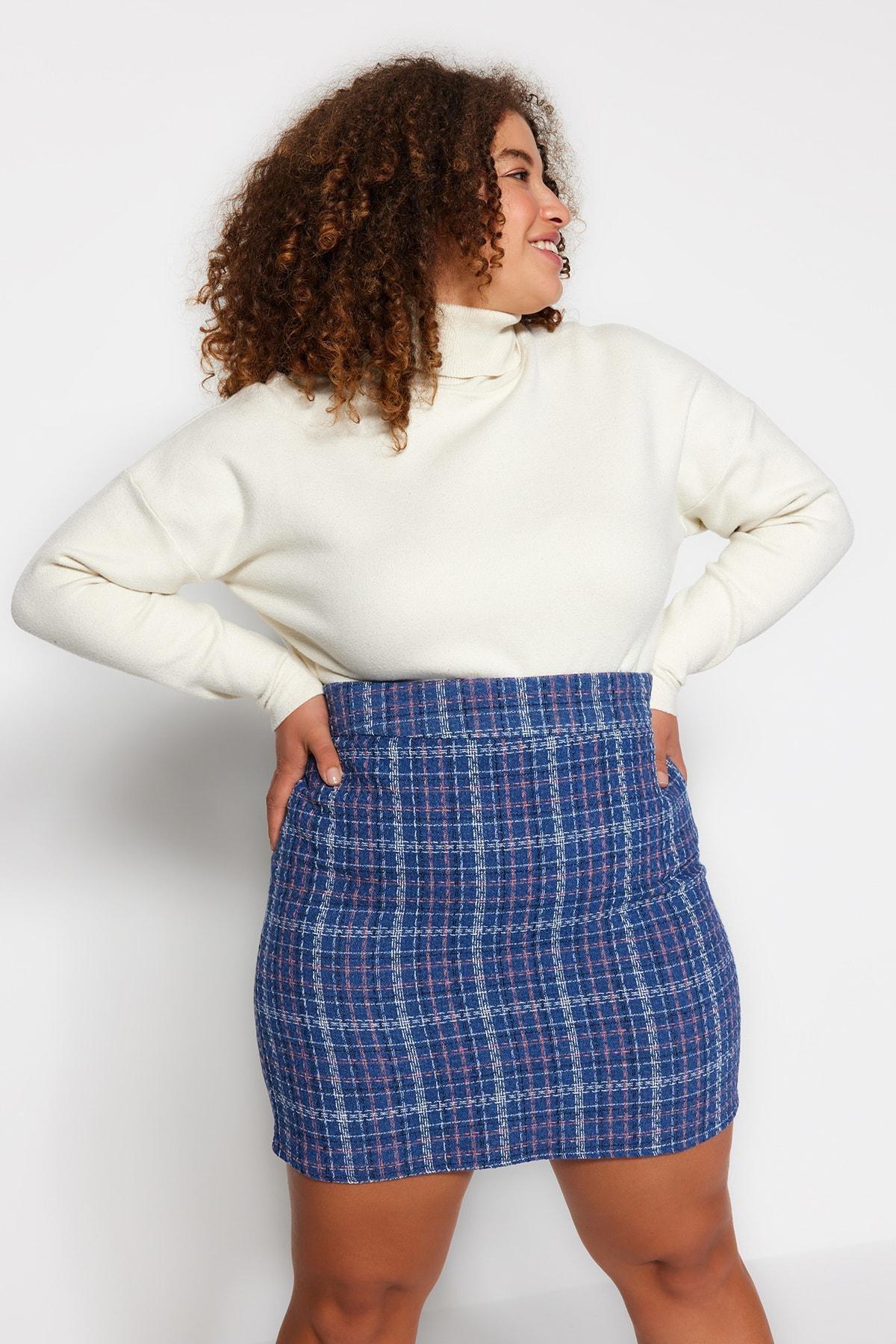 Blue Checked Skirt, Blue, large image number 2