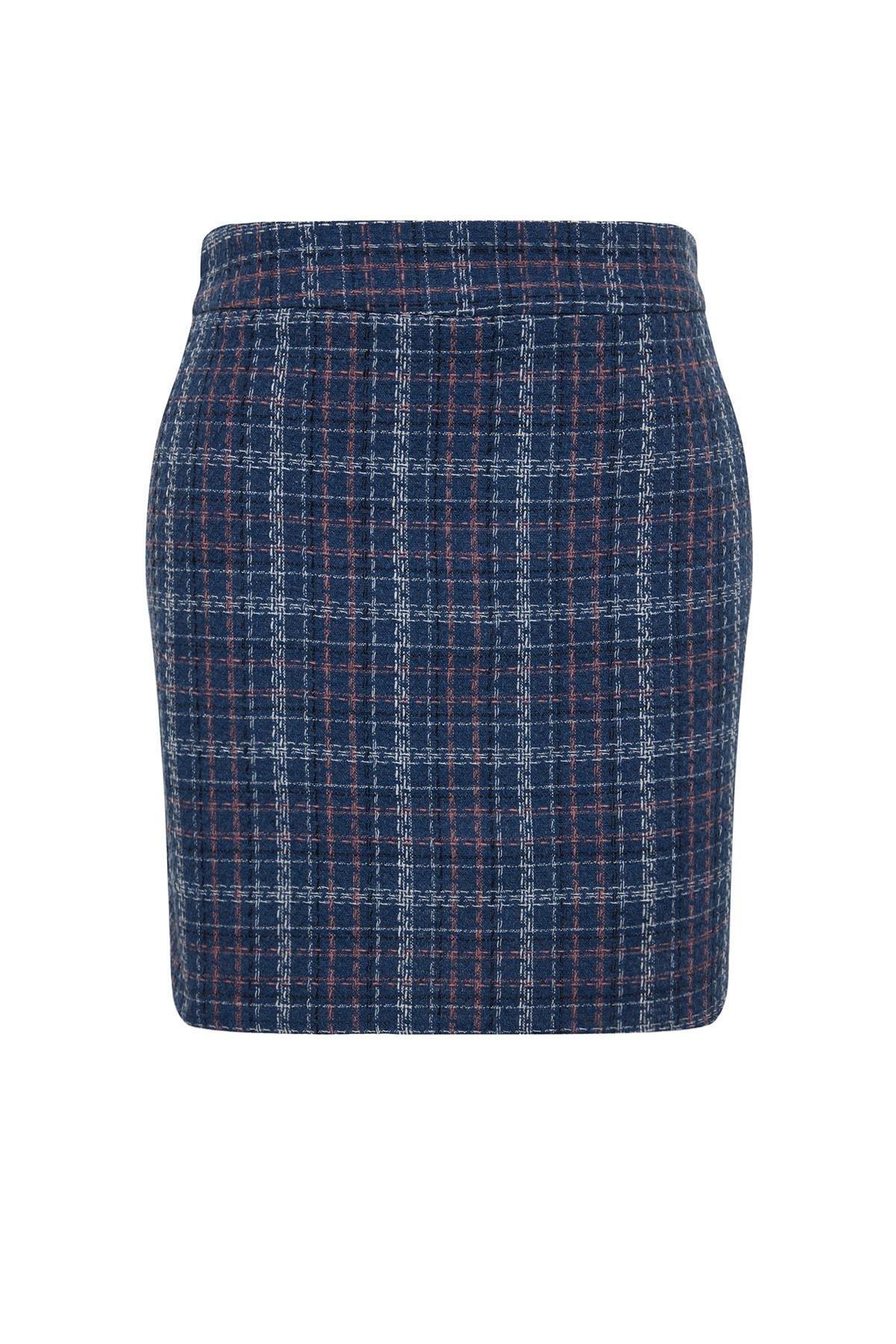 Blue Checked Skirt, Blue, large image number 6