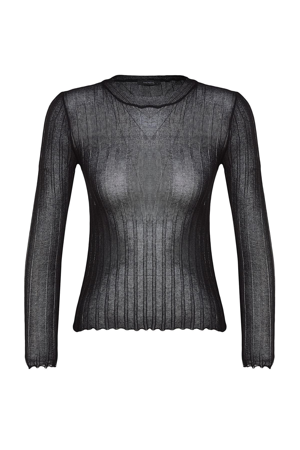 Black Turtleneck Knitwear Sweater, , large image number 5