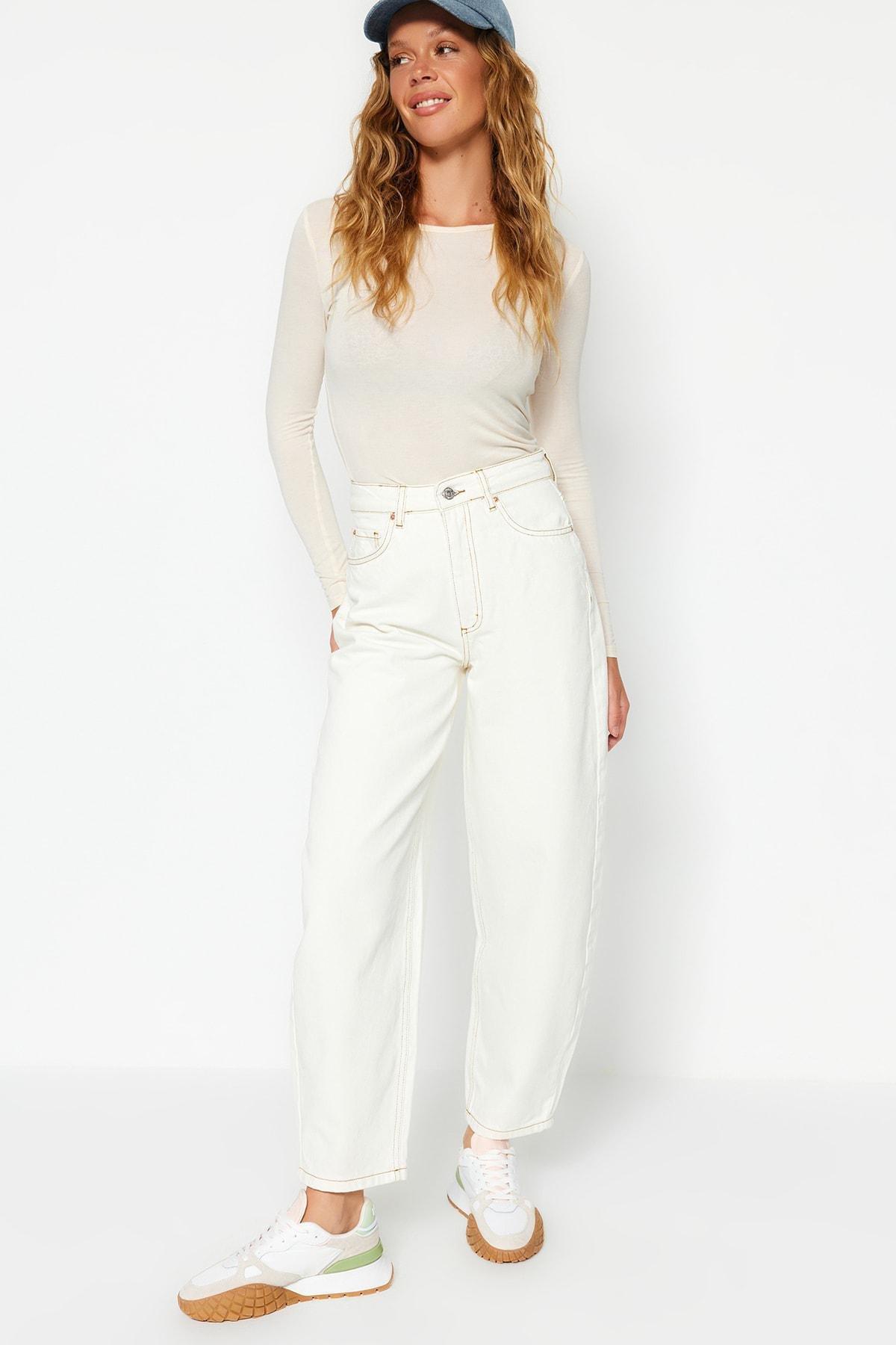 White Boyfriend Jeans, , large image number 1