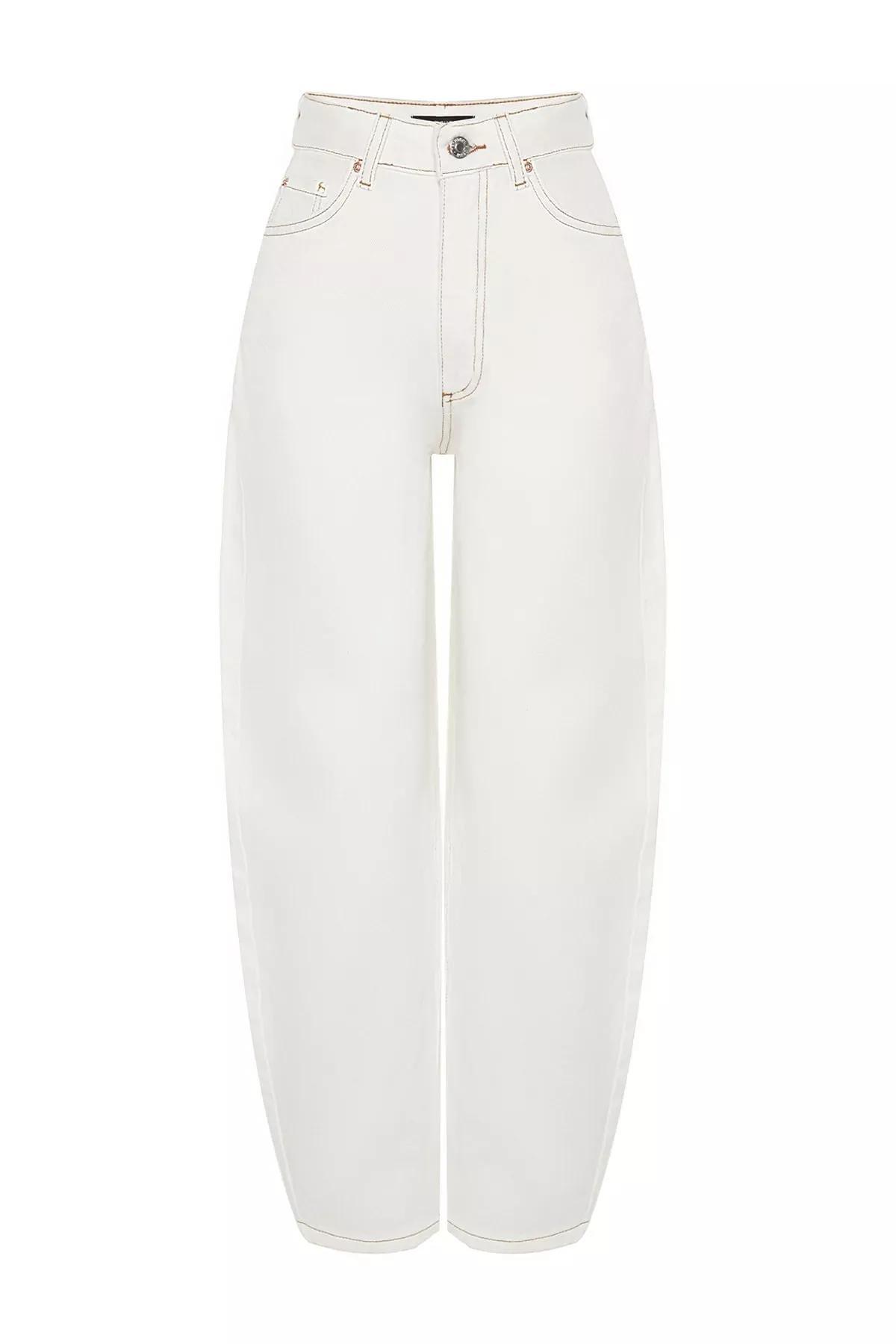 جينز بقصة بويفريند، أبيض, White, large image number 8